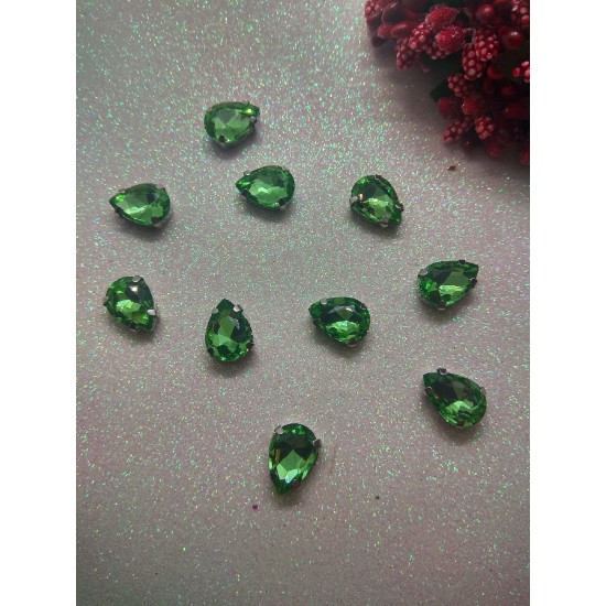 Стразы в цапах "Капля" цв. светло-зеленый, цена за 1 шт